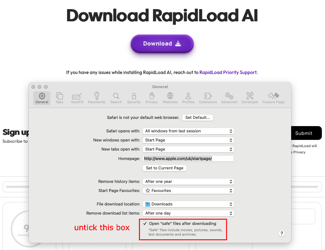 Safari Untick