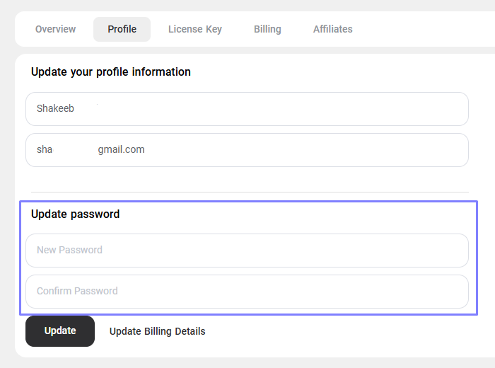 Update Password